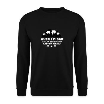 Wenn ich traurig bin gehe ich Wandern - Unisex Pullover - Schwarz - Vorne - Alina (178cm) & Michal (187cm)