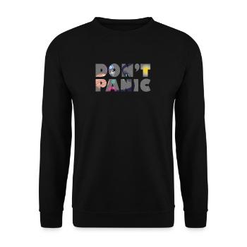 Galaxy Planets Do not Panic Gift - Unisex Sweatshirt - black - Front - Alina (178cm) & Michal (187cm)