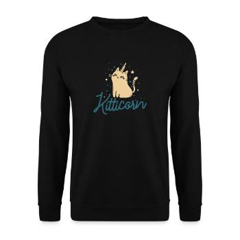Kitticorn - Cat - Horn - chaton - Unicorn - Sweat-shirt Unisexe - noir - Devant - Alina (178cm) & Michal (187cm)