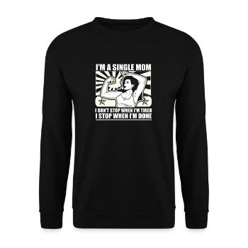 Cool Strong Single Mom T-shirt - Unisex Pullover - Schwarz - Vorne - Alina (178cm) & Michal (187cm)