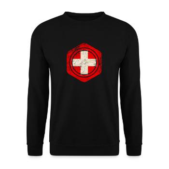 HEXAGON SWITZERLAND GRUNGE - Unisex Pullover - Schwarz - Vorne - Alina (178cm) & Michal (187cm)