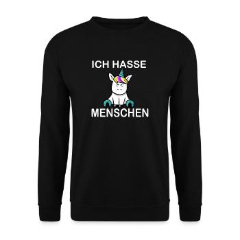 I hate people unicorn - Unisex Sweatshirt - black - Front - Alina (178cm) & Michal (187cm)