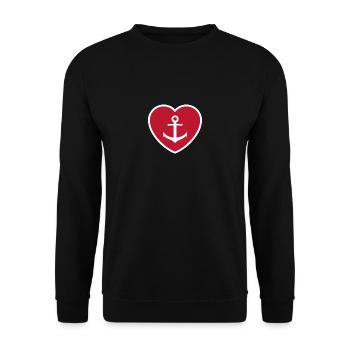 Coeur avec ancre - ancre avec coeur - Sweat-shirt Unisexe - noir - Devant - Alina (178cm) & Michal (187cm)