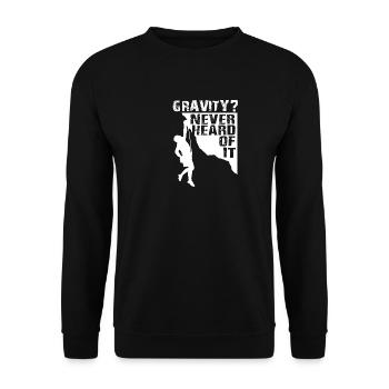 Gravity Never Heard Rock Climbing - Unisex Sweatshirt - black - Front - Alina (178cm) & Michal (187cm)