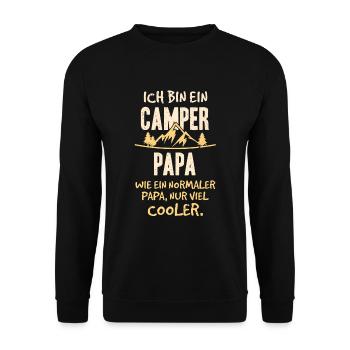 Camper Papa Geschenk - Unisex Pullover - Schwarz - Vorne - Alina (178cm) & Michal (187cm)