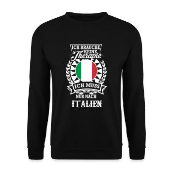 Italien statt Therapie – Dein Reiseziel - Unisex Pullover - Schwarz - Vorne - Alina (178cm) & Michal (187cm)