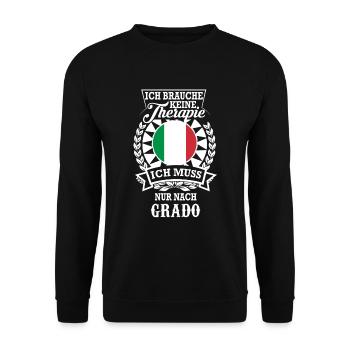 Ich brauche keine Therapie – nur Grado - Unisex Pullover - Schwarz - Vorne - Alina (178cm) & Michal (187cm)