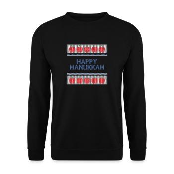 Ugly Hanukkah, Chanukkah, Lichterfest, Geschenk - Unisex Pullover - Schwarz - Vorne - Alina (178cm) & Michal (187cm)