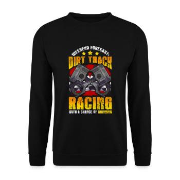 Wochenendvorhersage Dirt Track Racing Racer - Unisex Pullover - Schwarz - Vorne - Alina (178cm) & Michal (187cm)