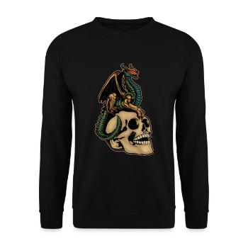 Dragon effrayant et tête de crâne effrayante Costume d’Halloween - Sweat-shirt Unisexe - noir - Devant - Alina (178cm) & Michal (187cm)
