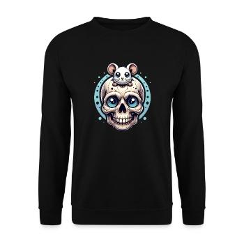 Skull with cute little mouse on forehead - Unisex Sweatshirt - black - Front - Alina (178cm) & Michal (187cm)
