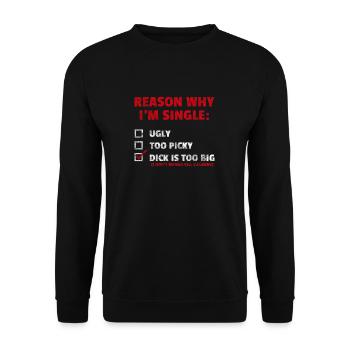 Lustige Single Sprüche Geschenk Dick is too big - Unisex Pullover - Schwarz - Vorne - Alina (178cm) & Michal (187cm)