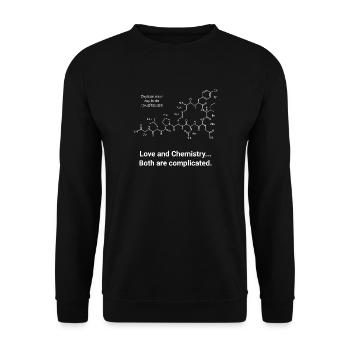 Chimie des ocytocines Amour compliqué de la structure - Sweat-shirt Unisexe - noir - Devant - Alina (178cm) & Michal (187cm)