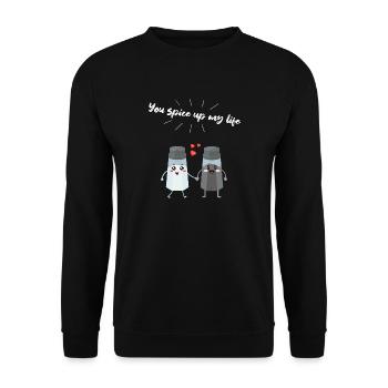 Salz und Pfefferstreuer Paar Geschenk für Köche - Unisex Pullover - Schwarz - Vorne - Alina (178cm) & Michal (187cm)