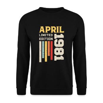 Avril 1981 - Cadeau anniversaire Avril 1981 Avril - Sweat-shirt Unisexe - noir - Devant - Alina (178cm) & Michal (187cm)