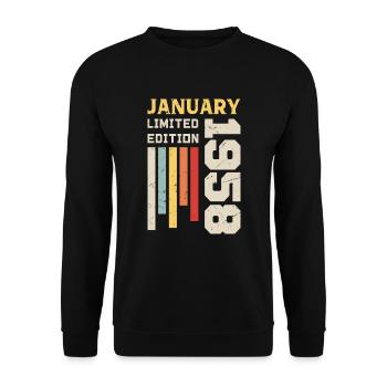January 1958 - January 1958 Birthday Gift - Unisex Sweatshirt - black - Front - Alina (178cm) & Michal (187cm)