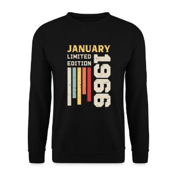 January 1966 - January 1966 Birthday Gift - Unisex Sweatshirt - black - Front - Alina (178cm) & Michal (187cm)