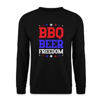 BBQ Bier Freiheit Grillparty Bier trinken 4. - Unisex Pullover - Schwarz - Vorne - Alina (178cm) & Michal (187cm)