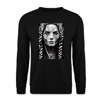 Tattooed Vikings Schildmaid - Viking #2 - Unisex Sweatshirt - black - Front - Alina (178cm) & Michal (187cm)