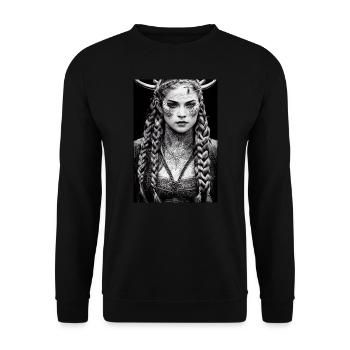 Tattooed Vikings Schildmaid - Viking #3 - Unisex Sweatshirt - black - Front - Alina (178cm) & Michal (187cm)