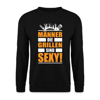 Männer die grillen sind Sexy Grillsaison - Unisex Pullover - Schwarz - Vorne - Alina (178cm) & Michal (187cm)