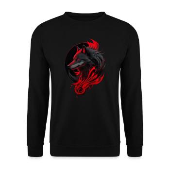 Fierce Red and Black Wolf Head - Unisex Sweatshirt - black - Front - Alina (178cm) & Michal (187cm)