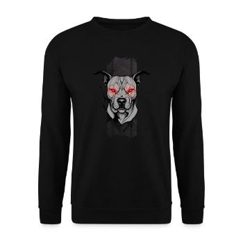 Inferno-Wächter: PitBulls purpurroter Blick - Unisex Pullover - Schwarz - Vorne - Alina (178cm) & Michal (187cm)