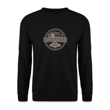 Born to ride biker oldtimer motorrad 1972 - Unisex Pullover - Schwarz - Vorne - Alina (178cm) & Michal (187cm)