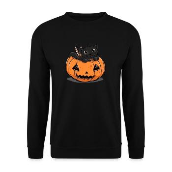 Halloween costume funny cat sweet pumpkin gift - Unisex Sweatshirt - black - Front - Alina (178cm) & Michal (187cm)