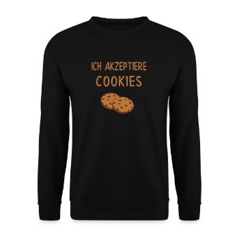 COOKIES Ich akzeptiere Cookies Internet Kekse Meme - Unisex Pullover - Schwarz - Vorne - Alina (178cm) & Michal (187cm)