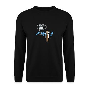 GEEK / NERD: He has W-Lan - Unisex Sweatshirt - black - Front - Alina (178cm) & Michal (187cm)