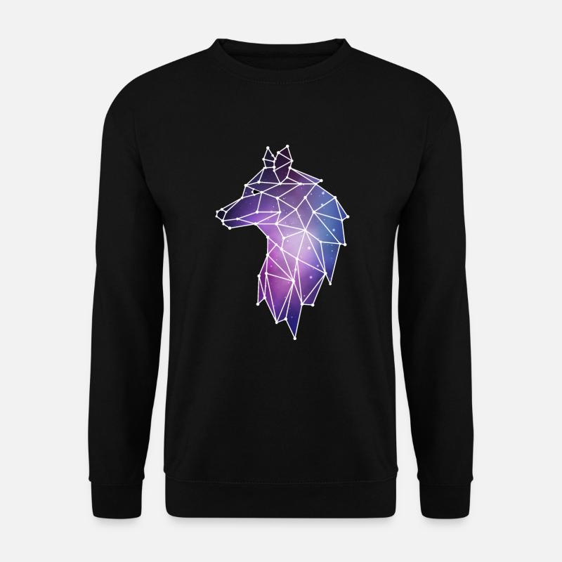 Geometrischer Wolf | Low Poly Galaxie Wolfsrudel - Unisex Pullover - Schwarz