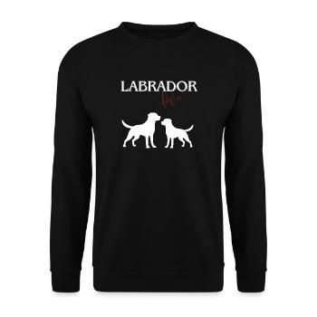 Labrador Love in weiß - Unisex Pullover - Schwarz - Vorne - Alina (178cm) & Michal (187cm)