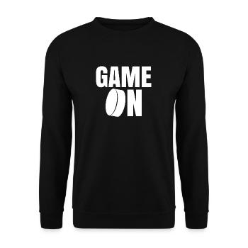 Hockey hockey player Hockey gift Game on - Unisex Sweatshirt - black - Front - Alina (178cm) & Michal (187cm)