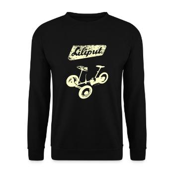 Liliput DDR tricycle toy Ostalgie T-shirt - Unisex Sweatshirt - black - Front - Alina (178cm) & Michal (187cm)
