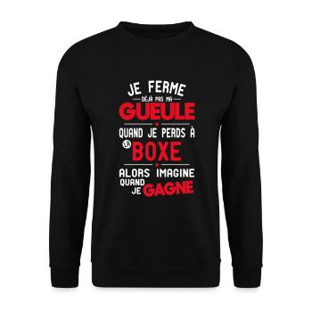 Ich halte nicht den Mund, wenn ich im Boxen verliere. - Unisex Pullover - Schwarz - Vorne - Alina (178cm) & Michal (187cm)