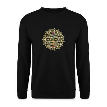 7 Chakren Chakra Spiritualität Meditation Geschenk - Unisex Pullover - Schwarz - Vorne - Alina (178cm) & Michal (187cm)