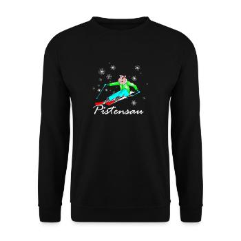 Pistensau Neon (für dunkle Textilien) - Unisex Pullover - Schwarz - Vorne - Alina (178cm) & Michal (187cm)