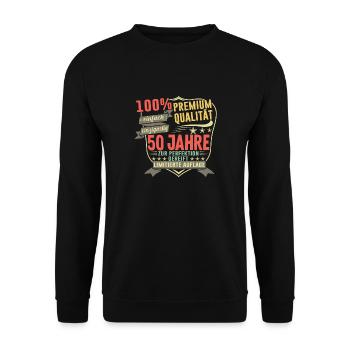 50. Geburtstag Geschenk Januar Jahrgang 1971 50 - Unisex Pullover - Schwarz - Vorne - Alina (178cm) & Michal (187cm)