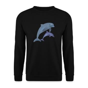 2 niedliche Delphine. Geschenkidee - Unisex Pullover - Schwarz - Vorne - Alina (178cm) & Michal (187cm)