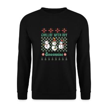 Weihnachten Santa Claus Merry Christmas - Unisex Pullover - Schwarz - Vorne - Alina (178cm) & Michal (187cm)