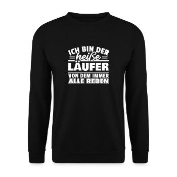 Heißer Läufer - Unisex Pullover - Schwarz - Vorne - Alina (178cm) & Michal (187cm)