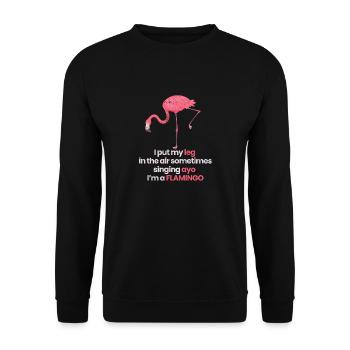 Drôle Ayo je suis un Flamingo - Sweat-shirt Unisexe - noir - Devant - Alina (178cm) & Michal (187cm)