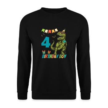 Fête de garçon d'anniversaire pour enfants de 4 ans - Sweat-shirt Unisexe - noir - Devant - Alina (178cm) & Michal (187cm)