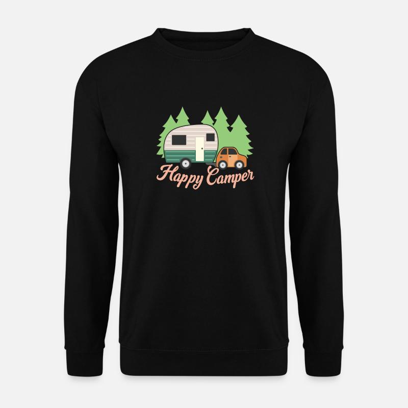 Happy Camper, Wander- & Campingliebhaber, Camper Geschenk - Unisex Pullover - Schwarz