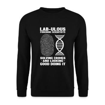 Forensischer Wissenschaftler und Kriminallabor - Unisex Pullover - Schwarz - Vorne - Alina (178cm) & Michal (187cm)