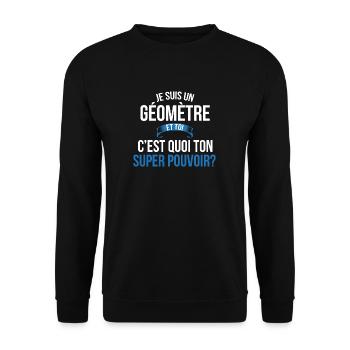 Géomètre super pouvoir homme - Sweat-shirt Unisexe - noir - Devant - Alina (178cm) & Michal (187cm)