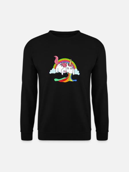 Kotzendes Einhorn Regenbogen - Unisex Pullover - Schwarz