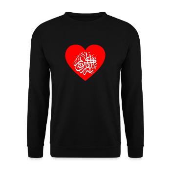 Heart for Allah, Islam, Muslims, Koran and Mohammed - Unisex Sweatshirt - black - Front - Alina (178cm) & Michal (187cm)