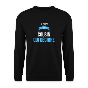je suis un Cousin qui déchire cadeau humour - Sweat-shirt Unisexe - noir - Devant - Alina (178cm) & Michal (187cm)